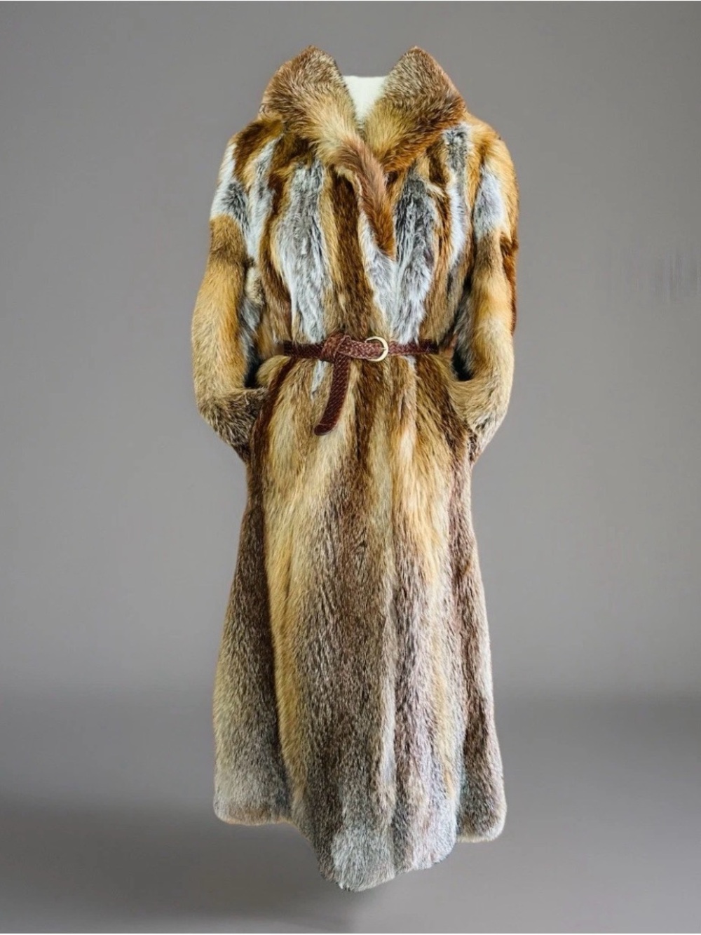 BEAUTIFUL VINTAGE FULL LENGTH RED FOX FUR COAT S/M Not Lynx Coyote